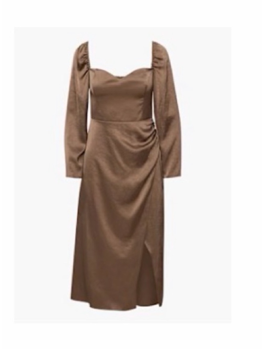 Wilfred Brown Long Sleeve Square-Neck Midi Dress
